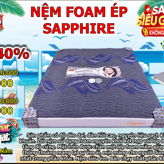 Nệm Foam Ép Cao Cấp Sapphire