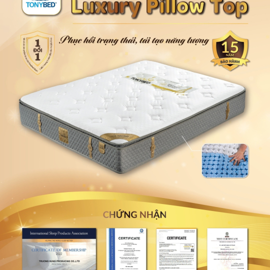 NỆM LÒ XO TÚI TONYBED LUXURY PILLOW TOP